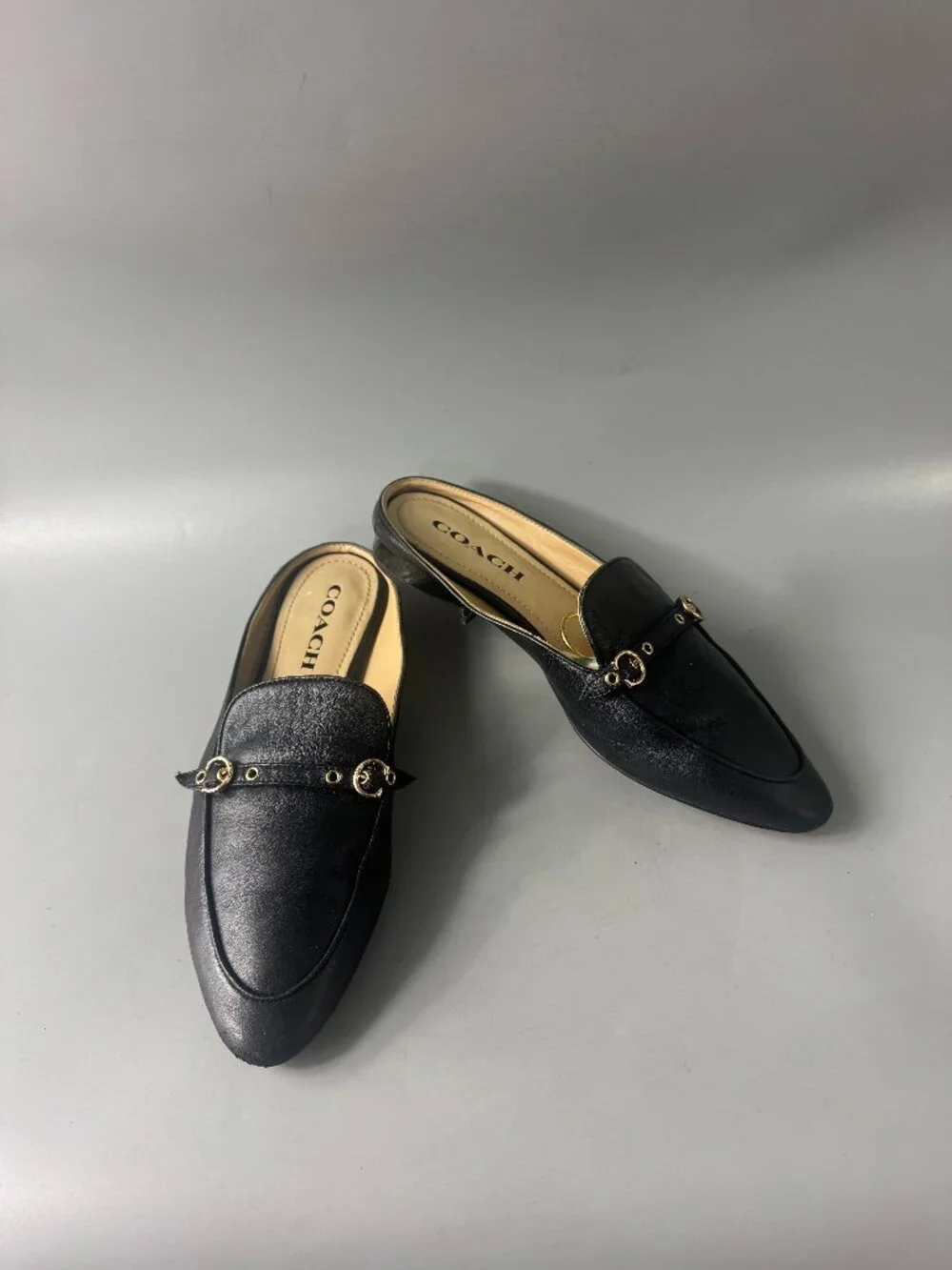 Authentic Coach Irene Black Leather Mule, Size 7.5 B
